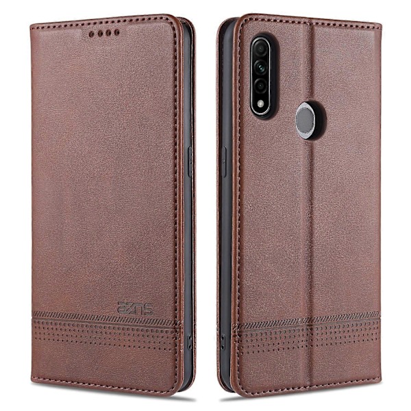 OPPO A31 / A8 AZNS Magneettinen Vasikan Nahka Pintainen Vaakasuuntainen Käännettävä Nahkakotelo Korttipaikoilla & Pidikkeellä & Lompakolla