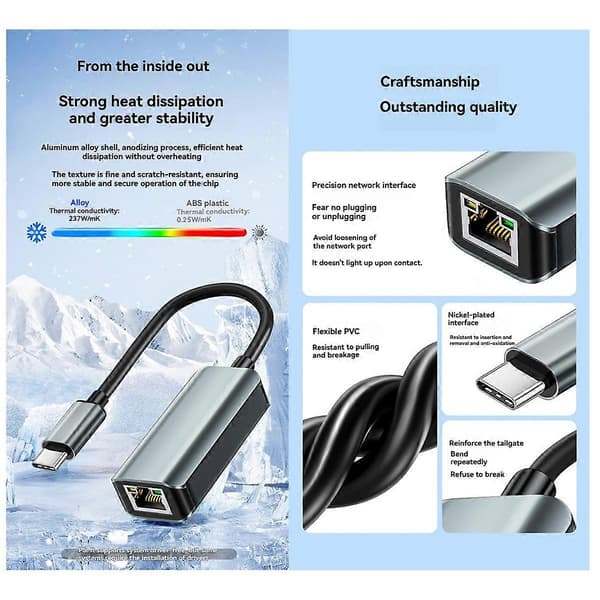 USB Ethernet-adapter 1000/100 Mbps USB Lan RJ45 Ethernet-adapter
