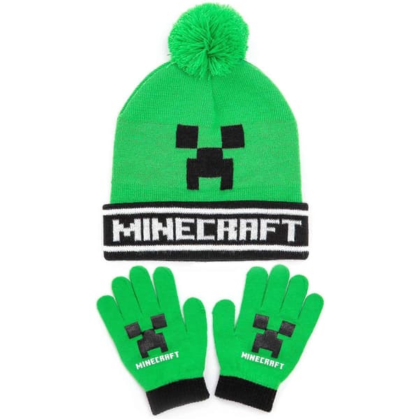 Minecraft Creeper-hatt och vantar-set