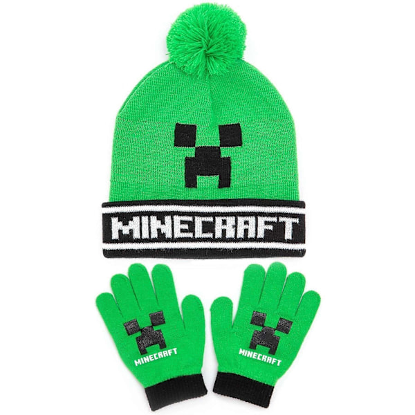 Minecraft Creeper -hattu ja -hanskat