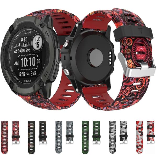 26 mm Camouflage-printet silikone urrem til Garmin Instinct 2X Solar