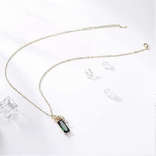 14K Guldpläterat Grönt Kristall Leopardsmycke Halsband, Dam Herr Hip Hop Punk Skapat Smaragd Panter Halsband Smycken