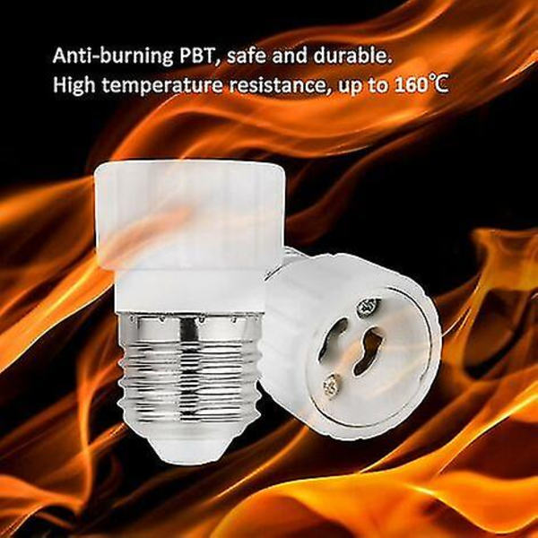 E27 till GU10 Adapter, 220v, E27 GU10 Adapter Socket Konverter för LED-lampa, Halogen och CFL-lampa, Keramisk Adapter, 6-pack