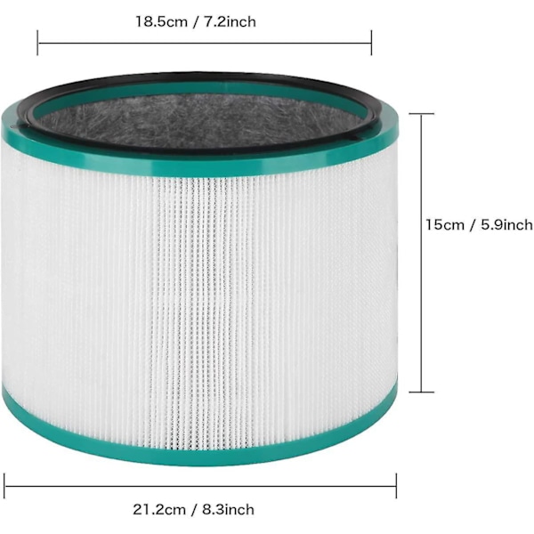 2 Pak Erstatnings Hepa Filter Til Pure Cool Link Dp01, Dp02 Og Til Pure Hot + Cool Link Hp01, Hp0