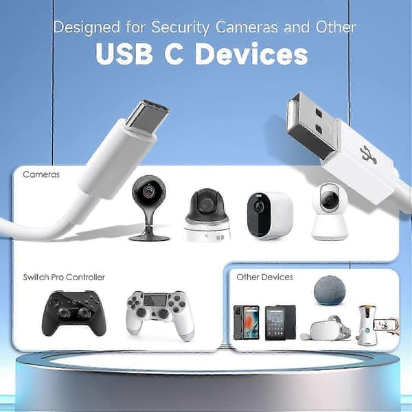 Langt 5M USB C-kabel USB A til Type C opladnings- og synkroniseringskabel