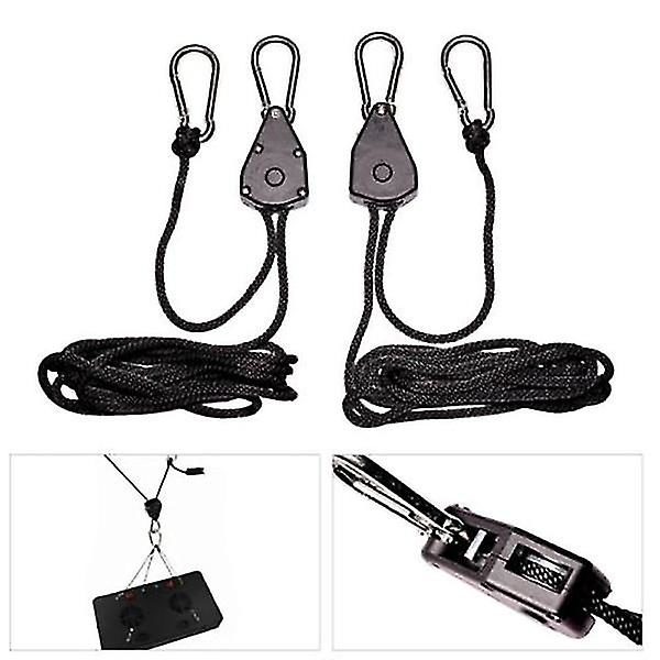 2 stk. 1/8\" Justerbare Grow Light Ratchet Rope Hængere til Grow Li Sort One Size