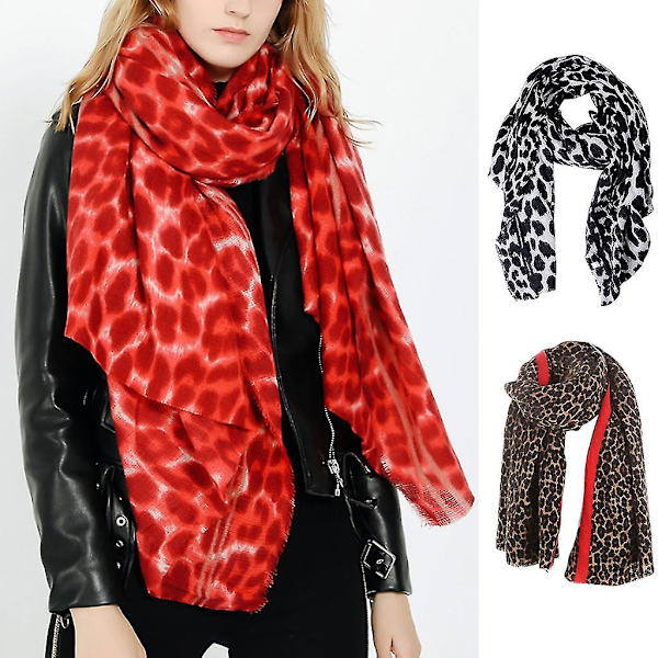 200x90cm Talvinen Pashmina Ylisuuri Huivi Vintage Leopardi Eläinpainatus Pitkä Peitto Tupsut Huivi Kääre Kaula lämmitin q