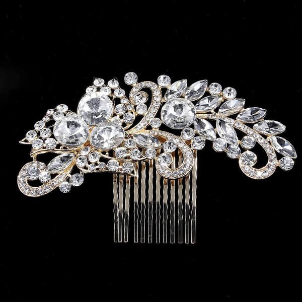Bryllupshårkammer Sølv Gull Rhinestones Swarovski Krystall Vintage Hodeplagg
