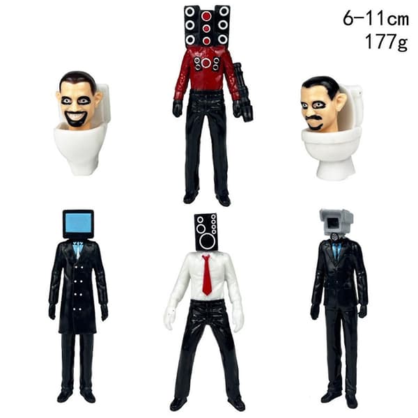 6-pack Skibidi Toalett Actionfigur Set Speldocka Figurleksaker Barnfödelsedagspresenter Julpresent