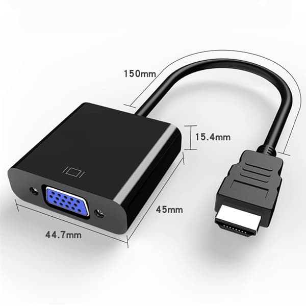 Forgyldt HDMI til VGA-adapter, han til hun, velegnet til computere, stationære computere, bærbare computere, skærme, projektorer, HDTV'er osv.