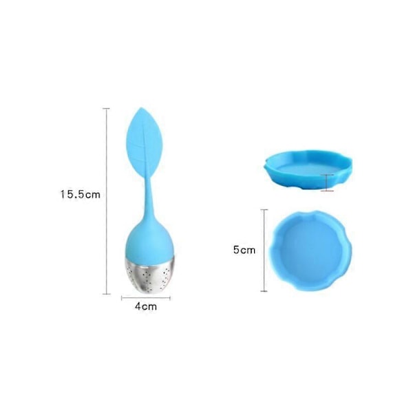 4 st rostfritt stål och silikon teinfuser - tesil med lock och fat - teinfuser (grön orange blå röd)