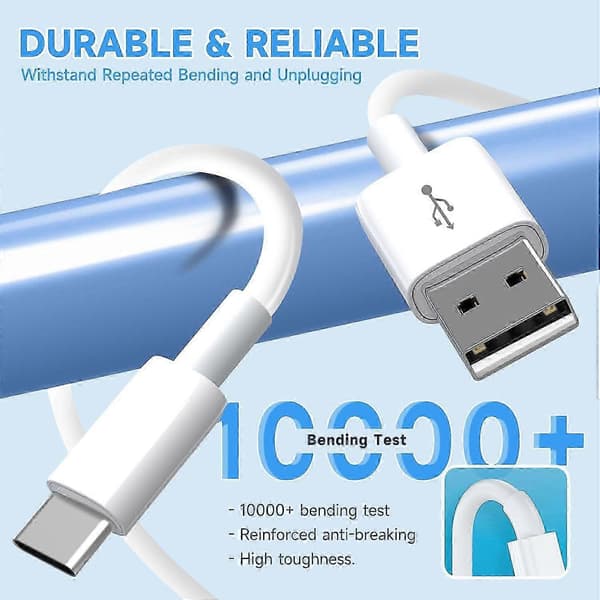 Lang 5M USB C-kabel USB A til Type C lade- og synkroniseringsledning