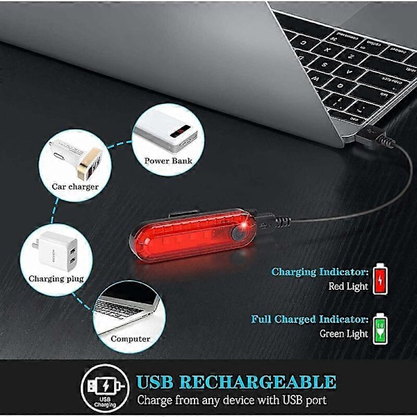 USB Genopladeligt Cykellys, Forlygte Cykellys, 4 Tilstande Genopladelig Kraftfuld Vandafvisende Stødsikker LED Cykellys --