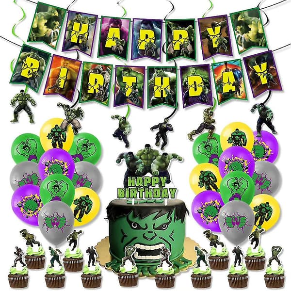 Hulk-tema R-set Dragsnöre Tårta Topper Hängande Virvlar Kit