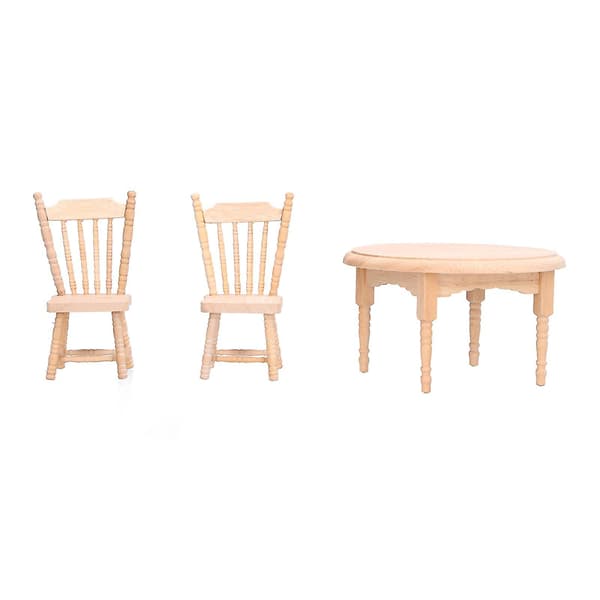 3 stk. DIY Miniature Træ Dukkehustable og Stol Sæt