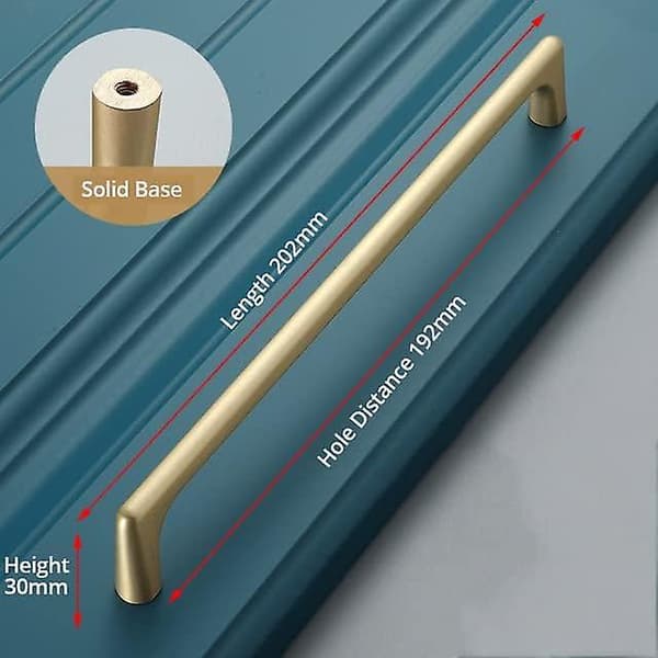 Møbelknapper og -greb, Sæt af 2 Guldgreb Guld møbelgreb Zinklegering Køkkenmøbelgreb Hulcenterafstand 192mm, guld