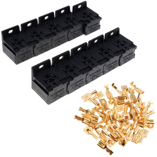 Bilreläfäste 30a-80a Reläfäste Terminalhållare Reläbas Hållare 5-polig Socket Med 50st 6.3mm
