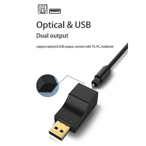 Bluetooth-sändare + SPDIF 2 i 1 Bluetooth 5.0 Ljudsändare Låg Latens Optisk Trådlös
