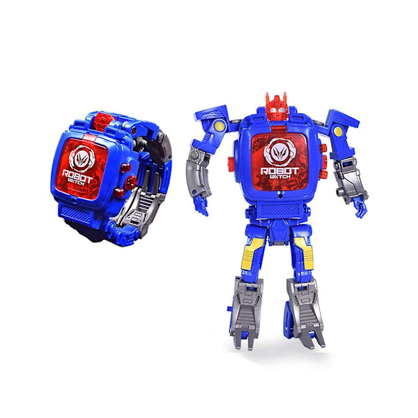 Kreativ robottransformer barnklocka, stor digital klocka för pojkar 2-14 år, blå