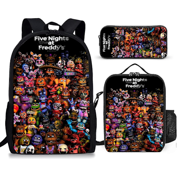 Fem Nätter hos Freddy Skolväska Set med Lunchväska och Pennfodral Isolerad Kylare Lunchbox Lätt (01)