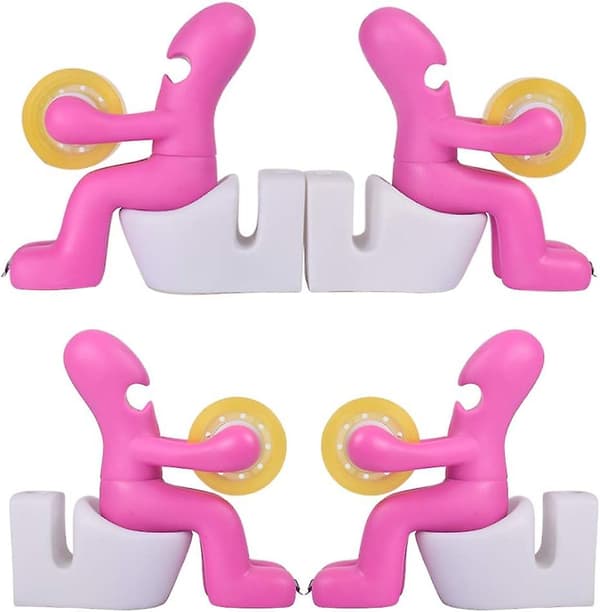 Kontortilbehør med teipdispenser, binders, post-it-lapper, skrivebordsorganisator