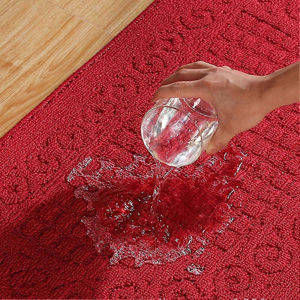Halvcirkel Dörrmatta Halvcirkel Golvmatta Dammfälla Polyesterfiber Stark Absorption Halkskydd för Utomhus Inomhus Mörk Röd 48x78cm / 18.9x30.7in