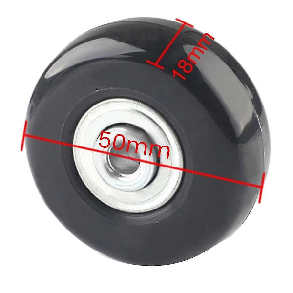 4 st Ersättningshjul för Bagage 50mm med 6mm (0.24in) Lager Reparationskit Abec 608zz för Resväska och Inlines