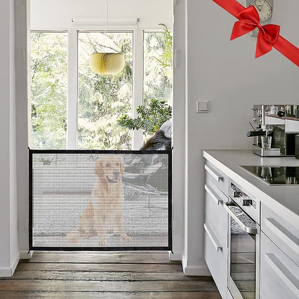 Sikkerhedsgitter til Hunde, Foldbar, Teleskopisk, 100x72 Cm, Sort