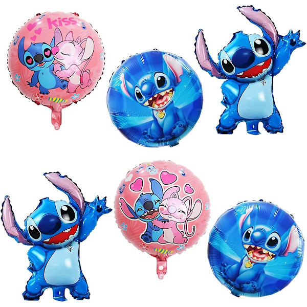 Lilo ja Stitch -juhlatäytteet Stitch -juhlatäytteet alumiinifolioilmapalloilla sopivat Stitch -syntymäpäiväjuhliin (6 kpl)