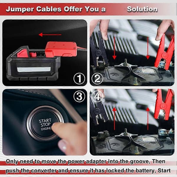 Startkabler til Milwaukee M18 18V batteri jumpstarter