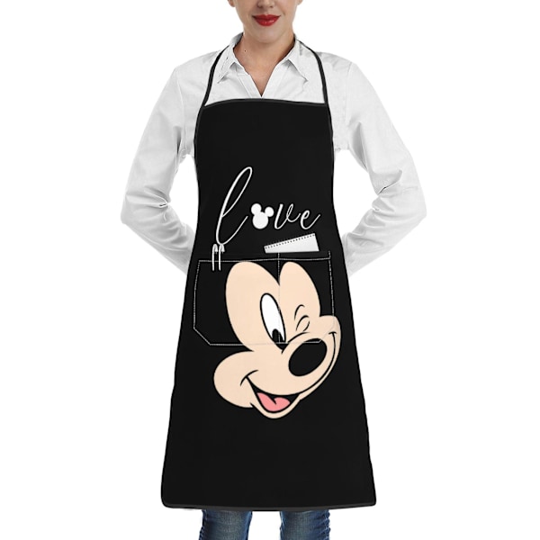 90-talls Klassisk Mickey Mouse Minnie Justerbar Med Lommer Grillforkle BBQ Donald Duck for Menn Kvinner Kokk Kjøkken Hjem Forkle for Matlaging Gaver W15