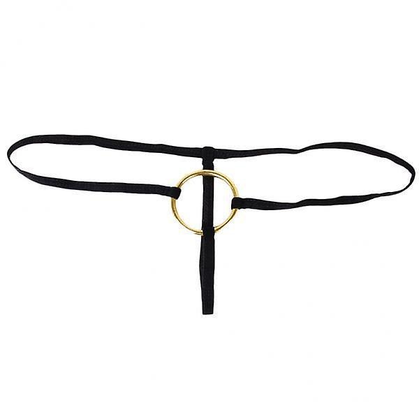 7 kpl Musta Seksikäs Miesten G-string Thong Kultaisella Muovirenkaalla Alusvaatteet