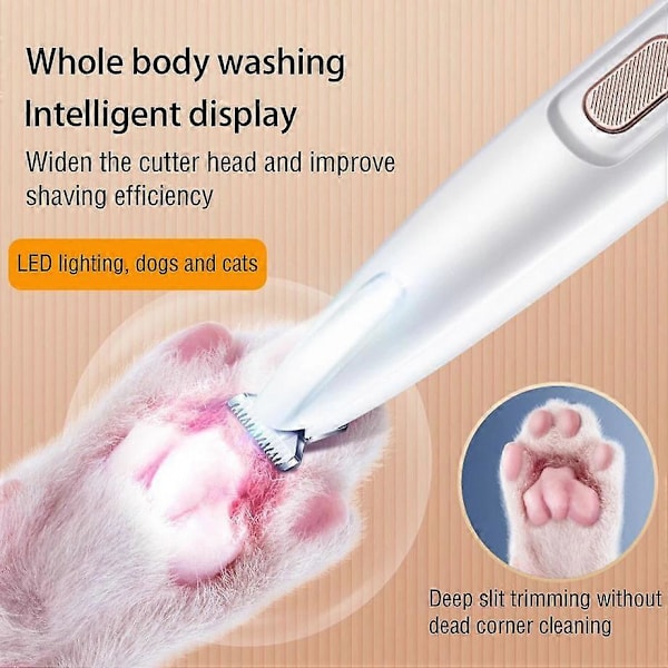 Ny Hundtassklippare med LED-lampa Helt Vattentät Husdjursklippare med LED-display Hundklippare för Grooming 18mm Bredare Blad