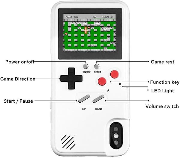 Spilkonsollæske til iPhone 11 Pro Max, Retro Gameboy-æske til iPhone, Farveskærm Spiltelefonæske til iPhone 11 Pro Max Rød