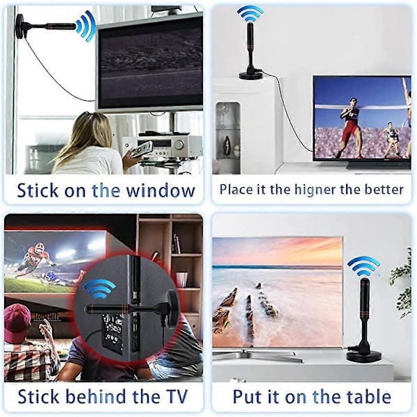 Digital TV-antenn DVB-T2 Bärbar inomhus/utomhus TV DTMB-antenn med 5m kabel
