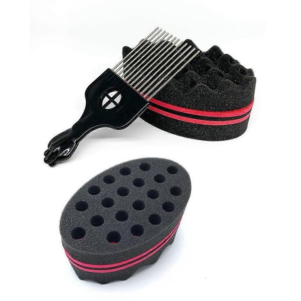 Nirvana Magic Curl Sponge Twist Sponge Dobbeltsidig Hårbørste Svampe Hår Twist Curl Sponge Magic Hårfletter Coils Dreadlock Curl Børste 2 Stykker wi