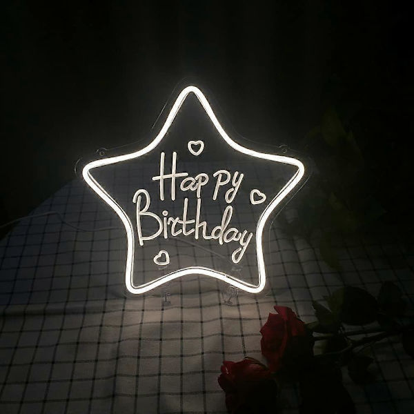 Premium Happy Birthday Neon Skilte, USB-drevet Neon Happy Birthday LED-skilt