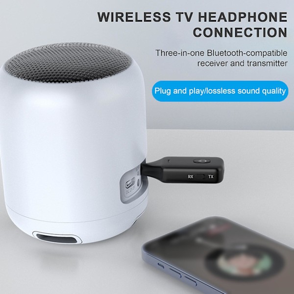 Audioadapter Bluetooth-kompatibel Modtager Sender 3.5MM Interface AUX Adapter til Bil Hjem TV Computer