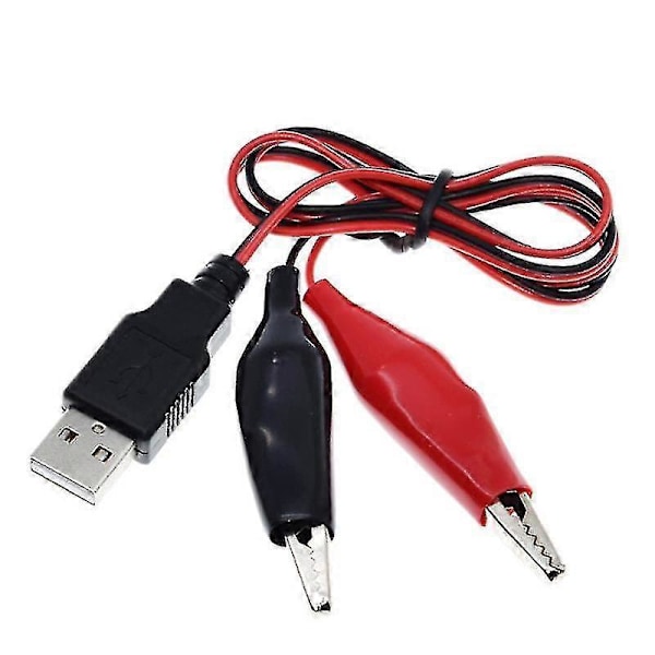 USB till krokodilklämma Mobil Strömtest Batteriklämma USB Hane till Kabeldragning