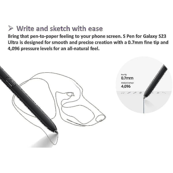 Galaxy S23 Ultra S Pen ersättning för Samsung Galaxy S23 Ultra 5g Alla versioner Pekskärmspenna (utan Bluetooth) + spetsar (svart)