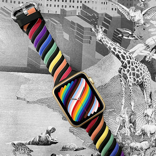 Stilful Regnbue-tema Twist-formet Urrem til Mænd og Kvinder til Apple Watch 6 5 4 3 2 1 Iwatch Se, Blød Marshmallow-følelse TPU Silikon Gummi Sportur