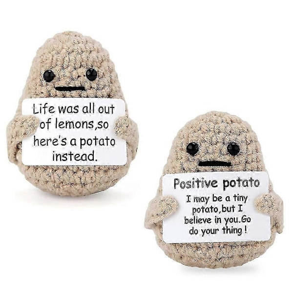3 \"Mini Rolig Positiv Livspotatis, uppmuntrande intressant stickad 2st Livspotatis