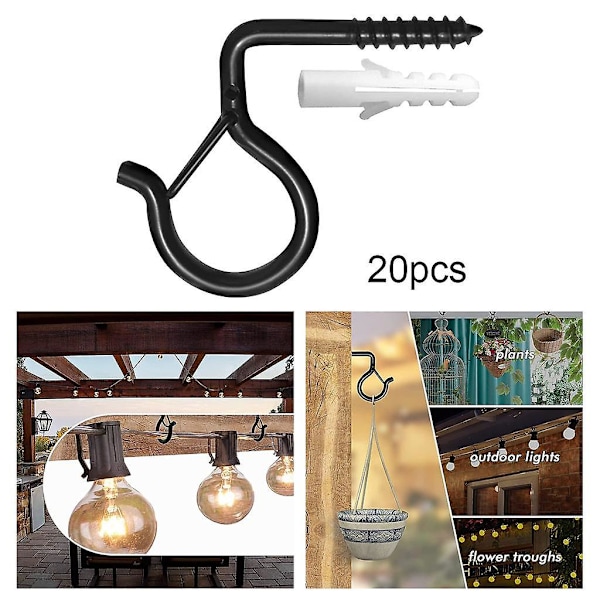 2-pack med 20 st Q-hängare Julbelysningskrokar Lätt att lossa Tråd för utomhusbruk
