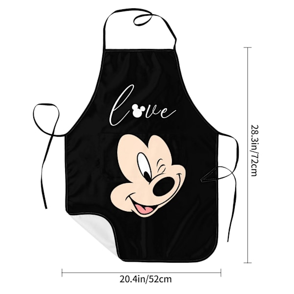 90-talls Klassisk Mickey Mouse Minnie Justerbar Med Lommer Grillforkle BBQ Donald Duck for Menn Kvinner Kokk Kjøkken Hjem Forkle for Matlaging Gaver W15