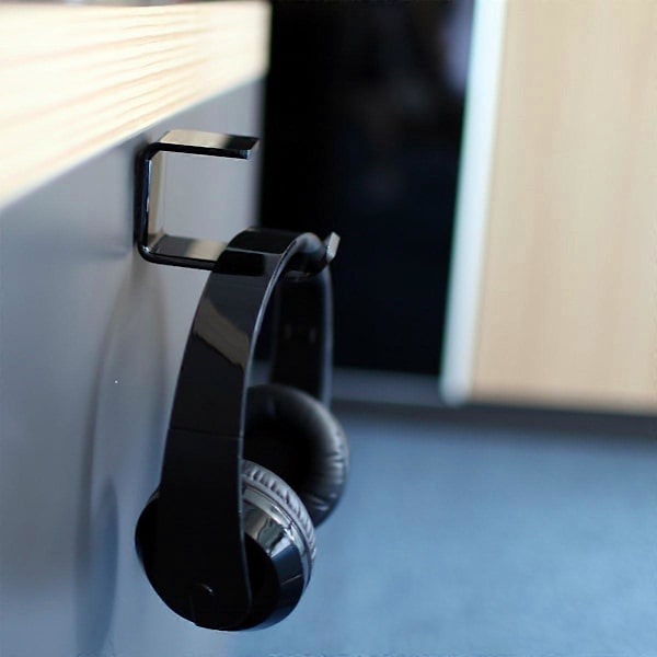 Hörlurshållare, akryl under-skrivbord självhäftande hörlurshållare multifunktionell headset-hängare, 3M starkt lim, svart