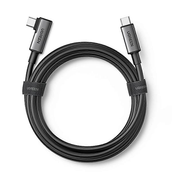UGREEN USB-C til USB-C kabel, vinklet til højre, 5m - Sort