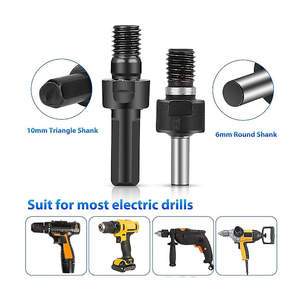 Boremaskine Sliber Adapter, 6mm/10mm Arbor Mandrel Adapter Med Flansmøtrik Sæt Og 2 Spændeskruenøgler