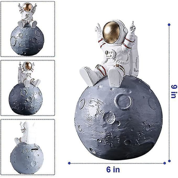 Sparegris, Astronaut Legetøj Med Planet Møntboks Harpiks Pengekrukke Til Rumindretning, Rummand Sparegrise Til Drenge Piger Voksne (rød)