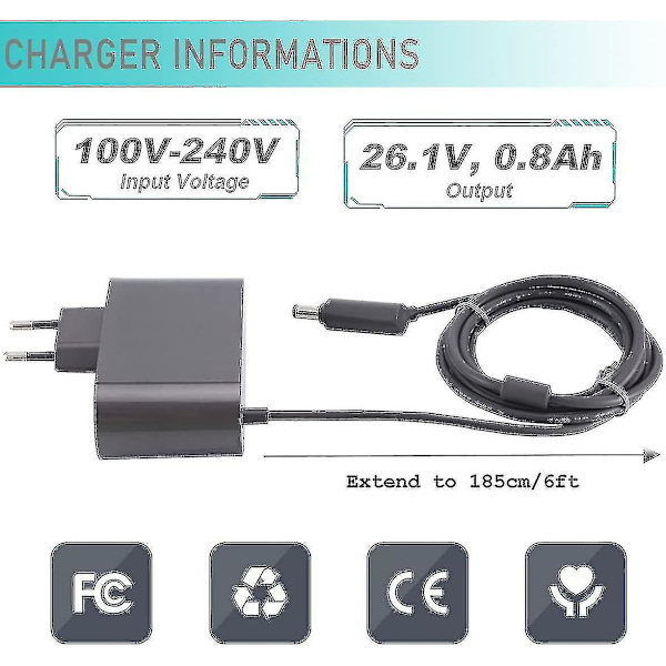 Oplader til Dyson V6 V7 V8 Dc58 Dc59 Dc61 Dc62 Sv03 Sv04 Sv05 Sv06 Sv07, Ac Støvsugeradaptere til Dyson 205720-02 til Dyson Støvsugertilbehør