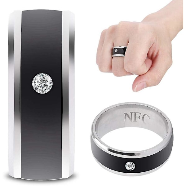 Svart smart ring vattentät NFC